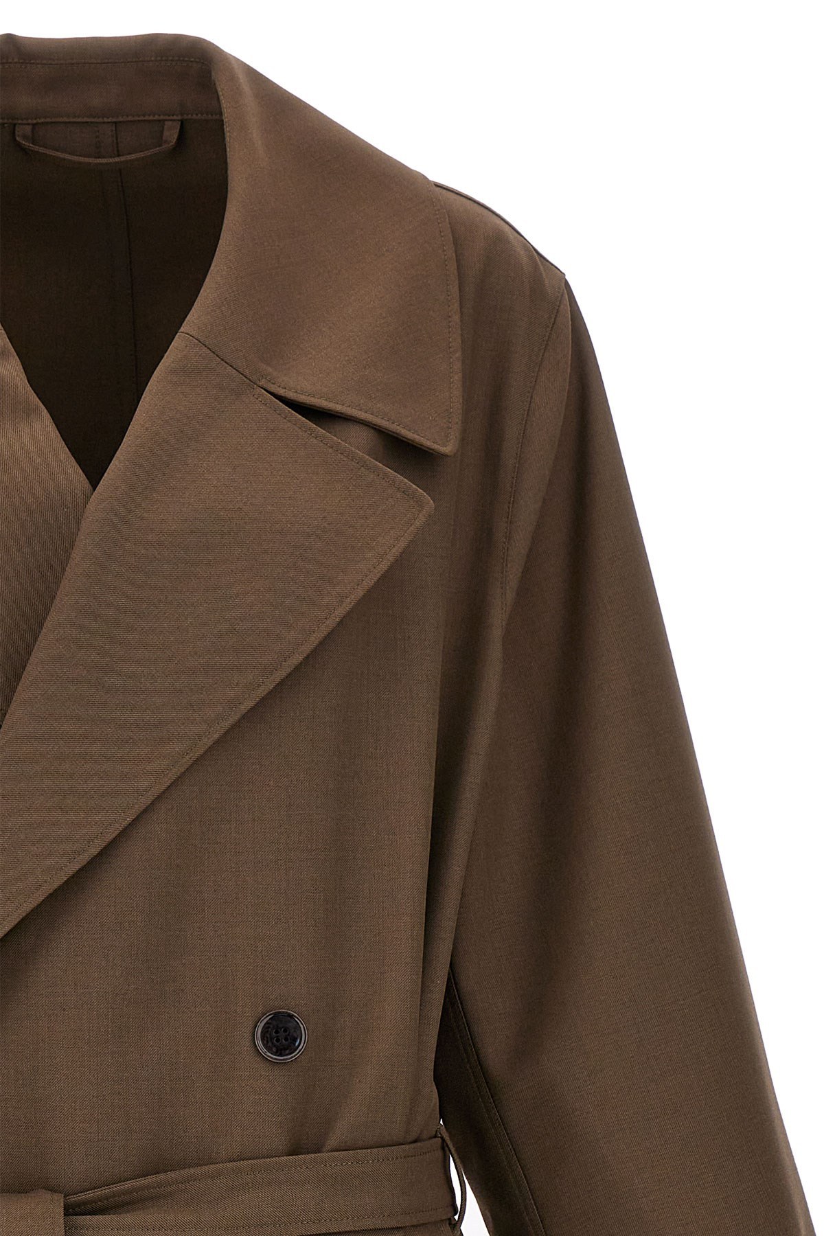 Lemaire Brown Double-breasted Trench Coat In Brown