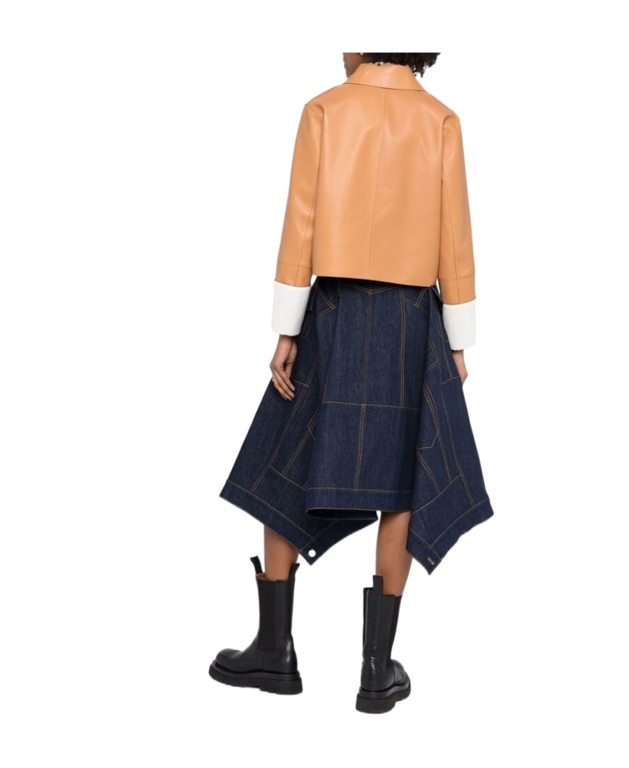 Alexander Mcqueen Full Denim Midi Skirt In Blue