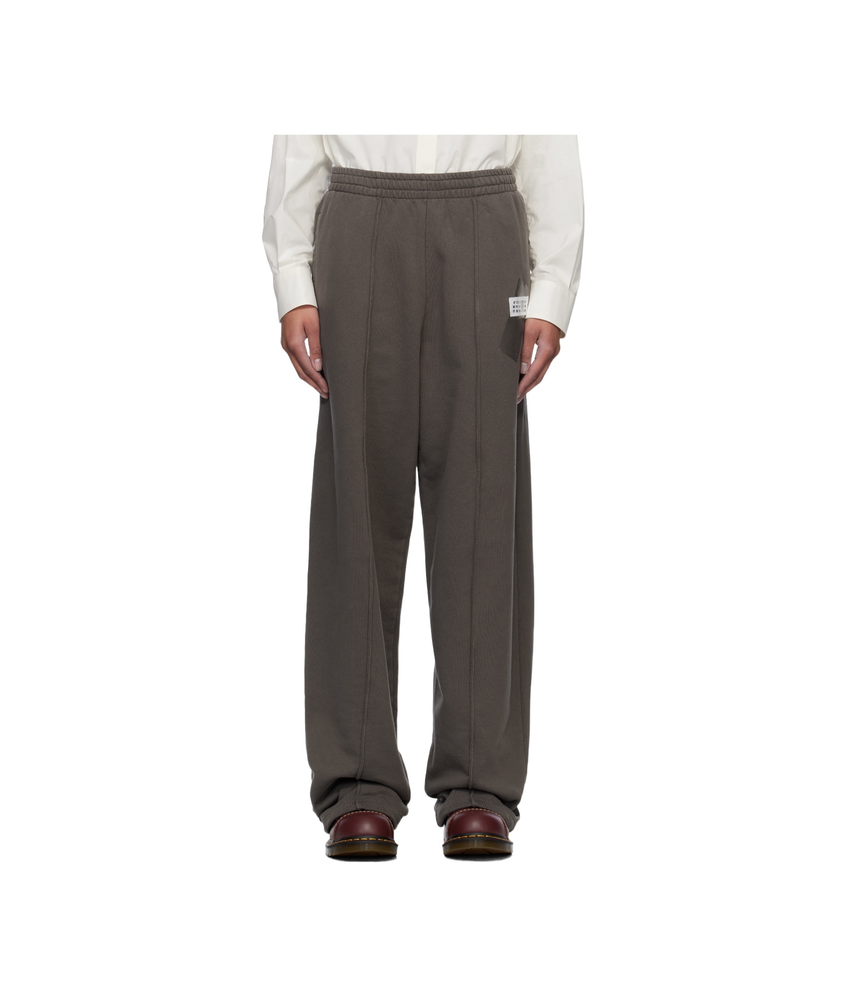 Mm6 Maison Margiela Brown Taped Logo Lounge Pants In Black