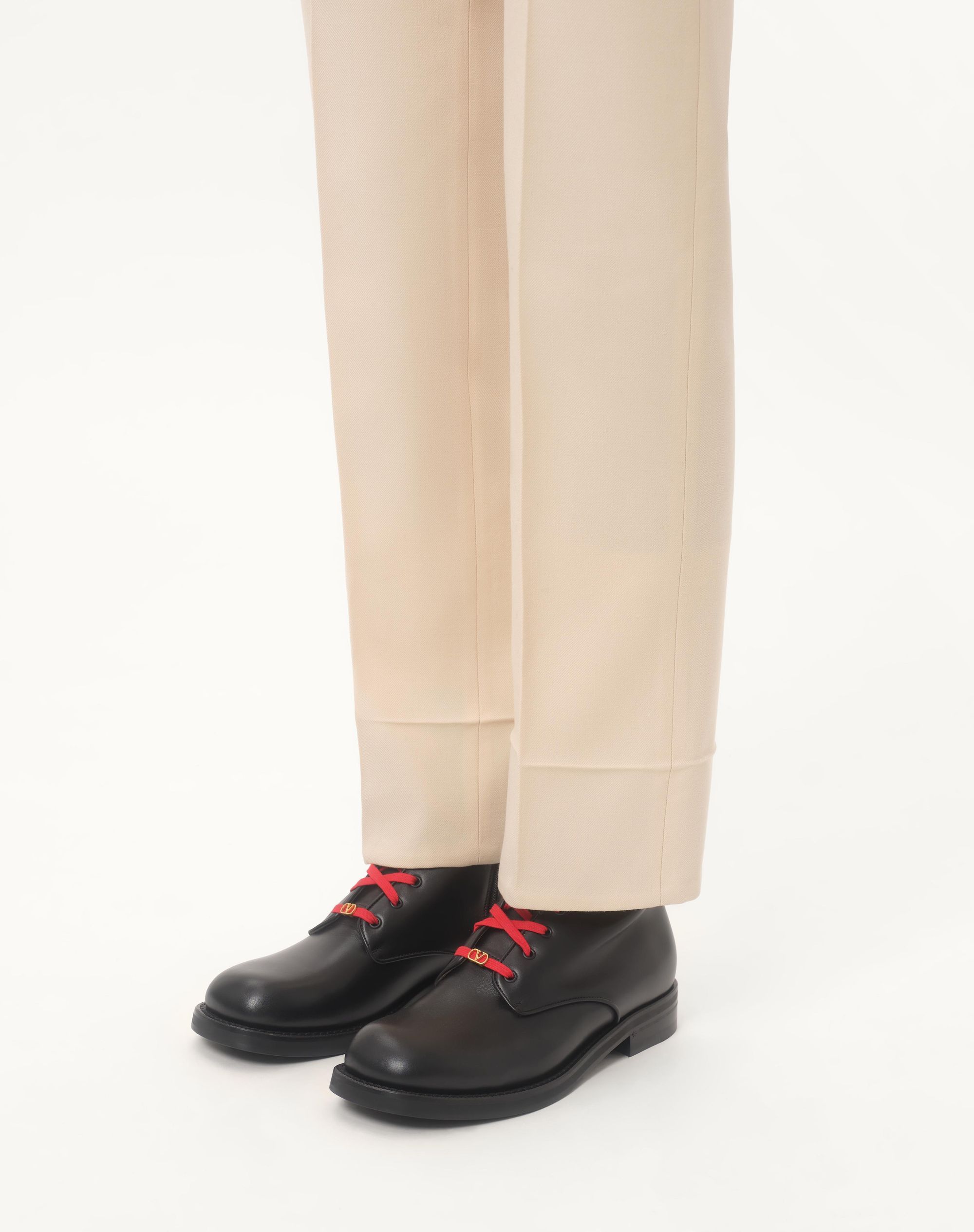 Valentino Calfskin Ankle Boots With Double Laces In Black