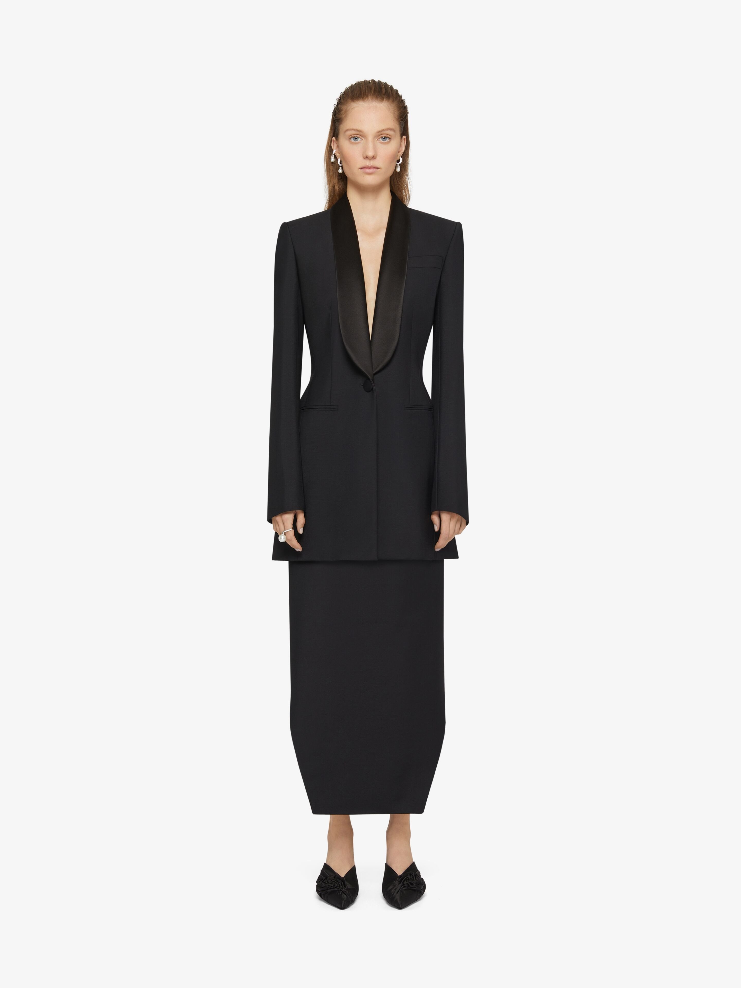 Givenchy Wool-mohair Draped Blazer In Black