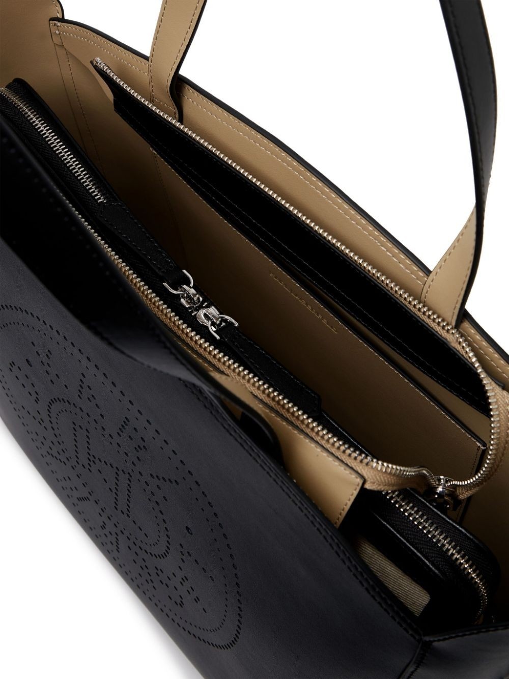 Karl Lagerfeld K/circle Perforated-design Tote Bag In Black