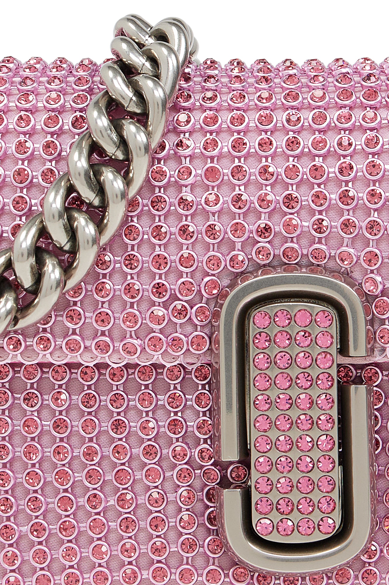 Shop Marc Jacobs Embellished The Mini Soft Shoulder Bag In Pink