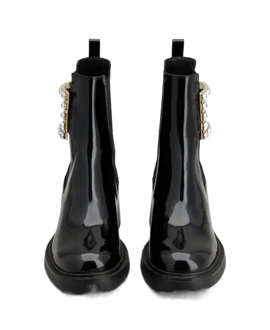 Roger Vivier 60mm Viv Ranger Patent Leather Boots In Black