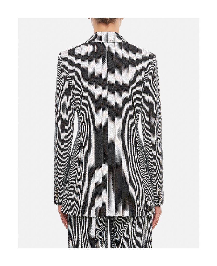 Max Mara Peak-lapel Striped Blazer In Blue
