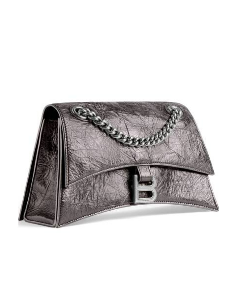 Balenciaga Small Crush Leather Shoulder Bag In Black