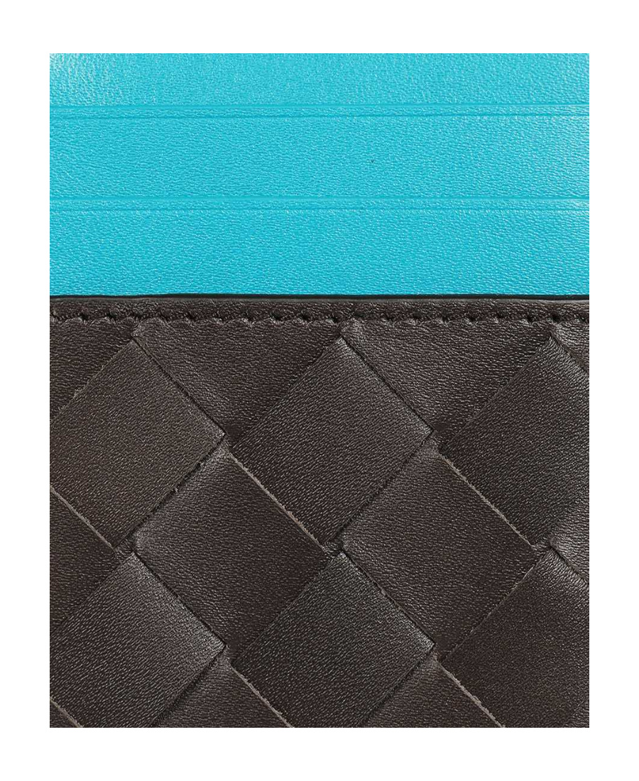 Bottega Veneta Intrecciato Two-tone Cardholder In Black