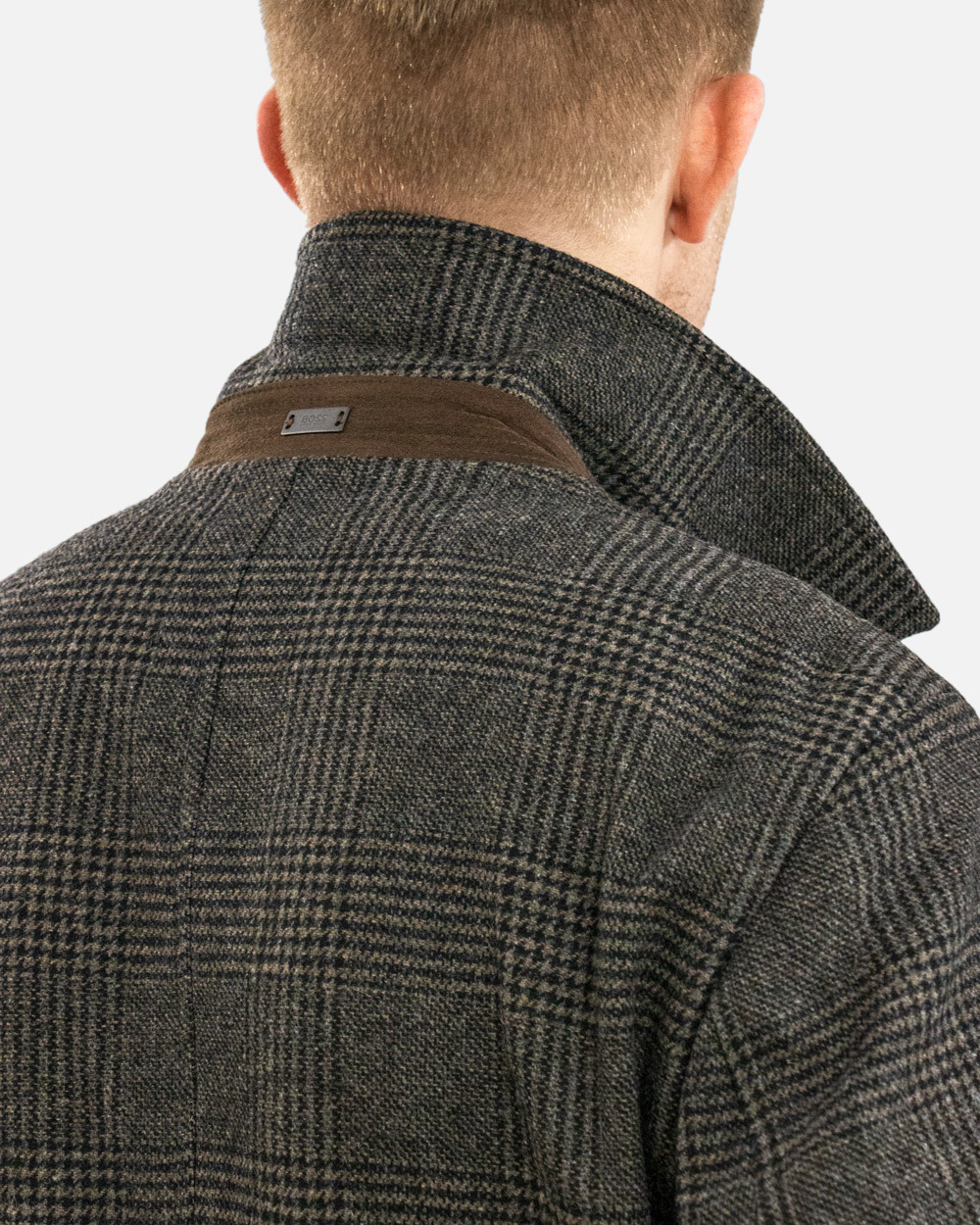 HUGO BOSS PLAID LONG-SLEEVED COAT