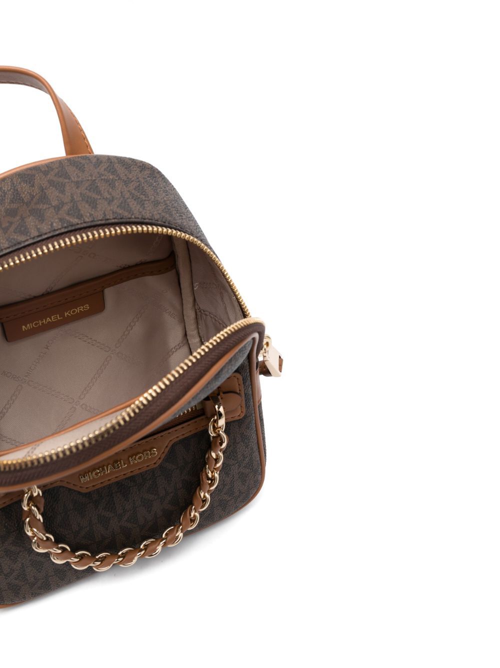 Michael Kors Logo Backpack In Brown