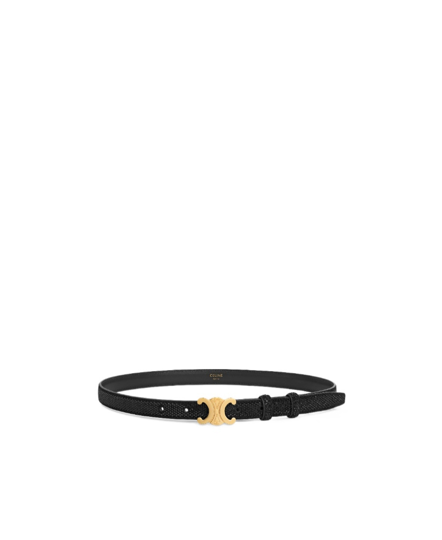 Celine Medium Triomphe Smooth Cattle Leather Belt In Black