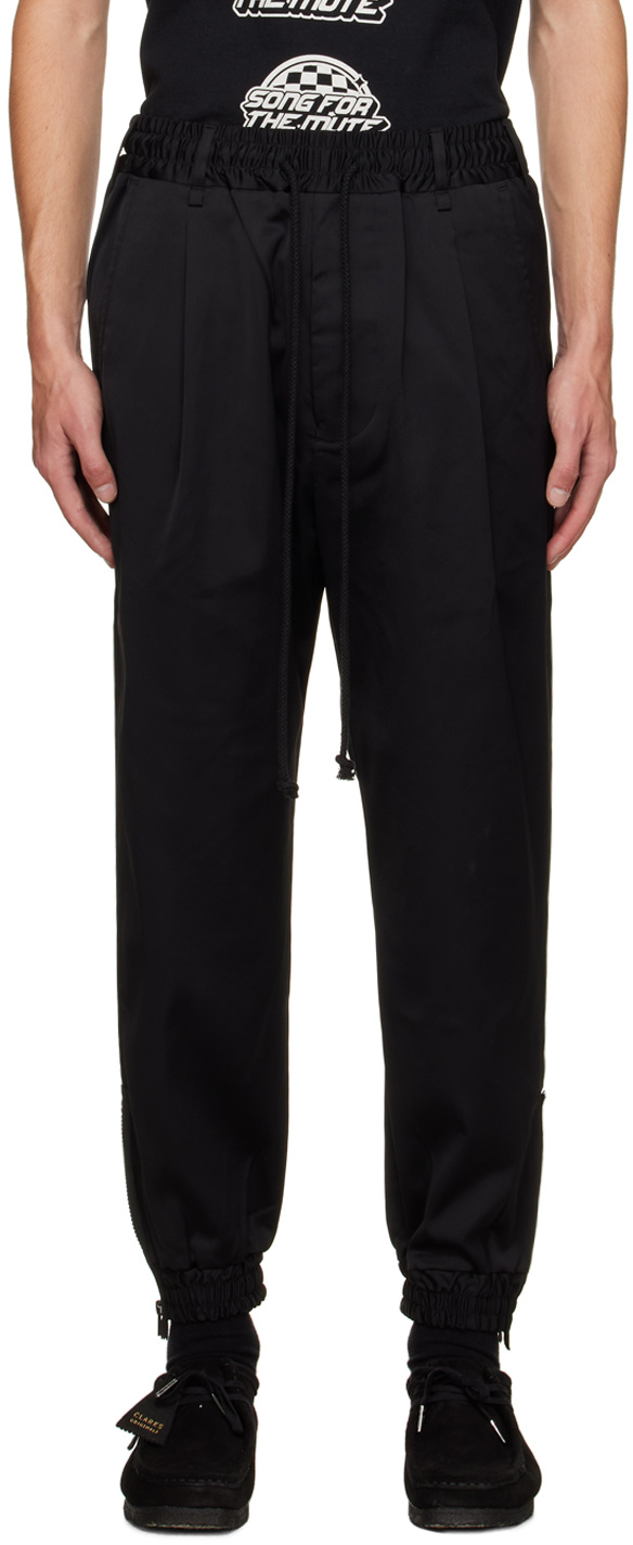 SONG FOR THE MUTE LOGO-PATCH TAPERED-LEG TROUSERS 