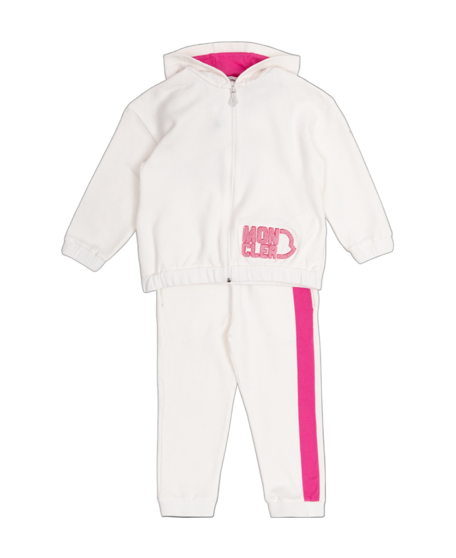 Moncler Logo Flocked Long-sleeved Tracksuit In White