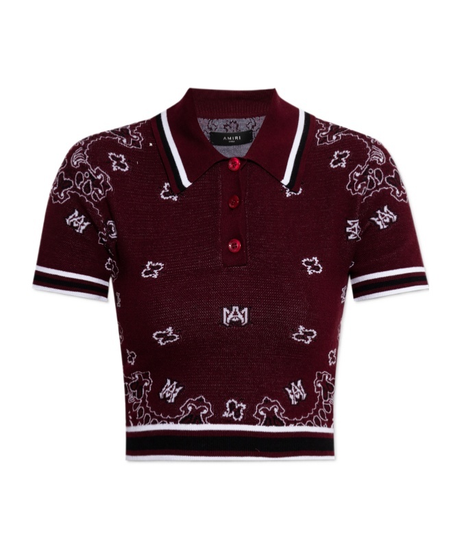 Amiri Bandana Print Polo Shirt For Women In Brown