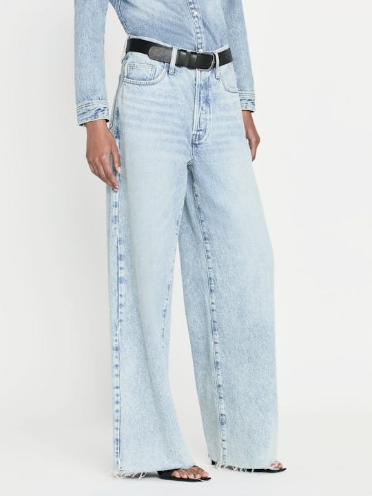 Frame Le Low Baggy Wide Leg Jeans In Blue