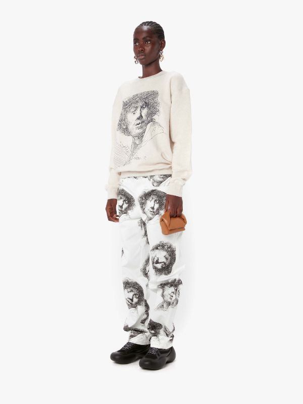 Jw Anderson Rembrandt Graphic-print Trousers In White