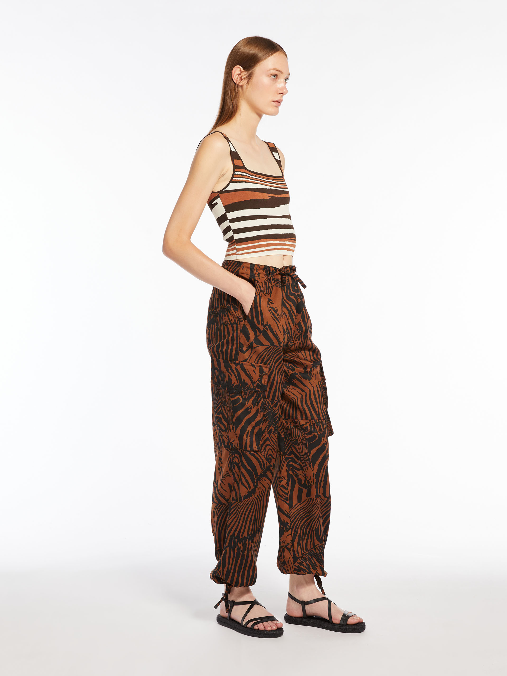 Weekend Max Mara Waist Drawstring Casual Pants In Brown
