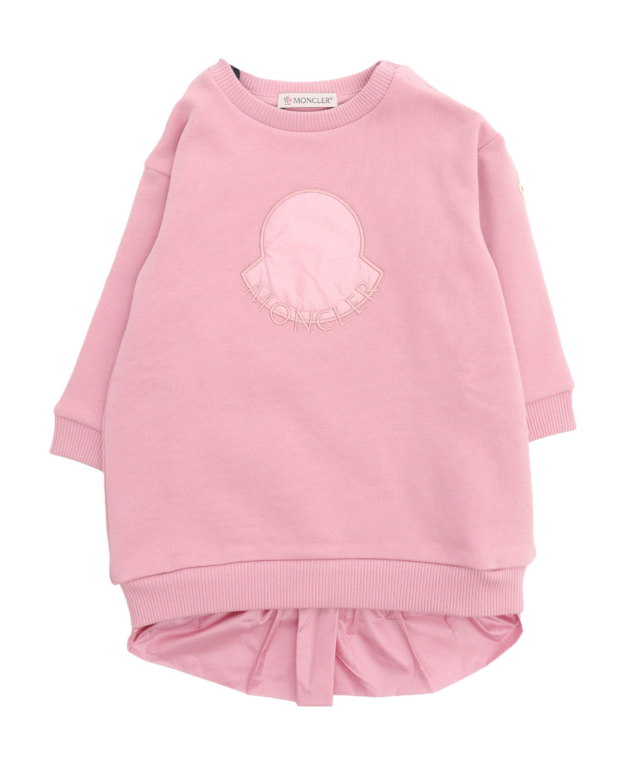 Moncler Logo-embroidered Crew-neck Dress In Pink