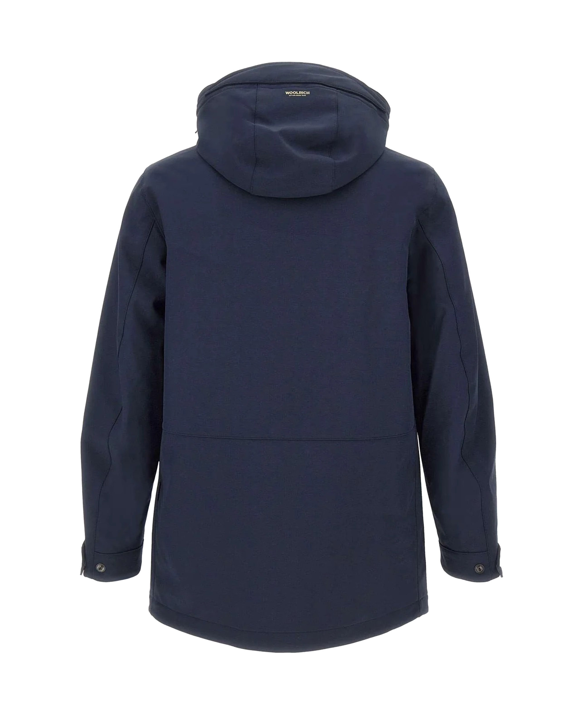 Woolrich Navy Blue Hooded Jacket With Concealed Fastening In Blue