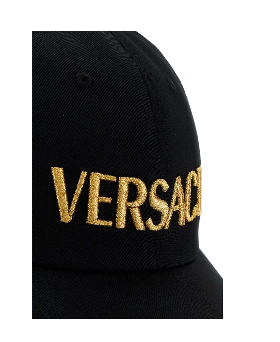 Versace Embroidered-logo Six-panel Cap In Black