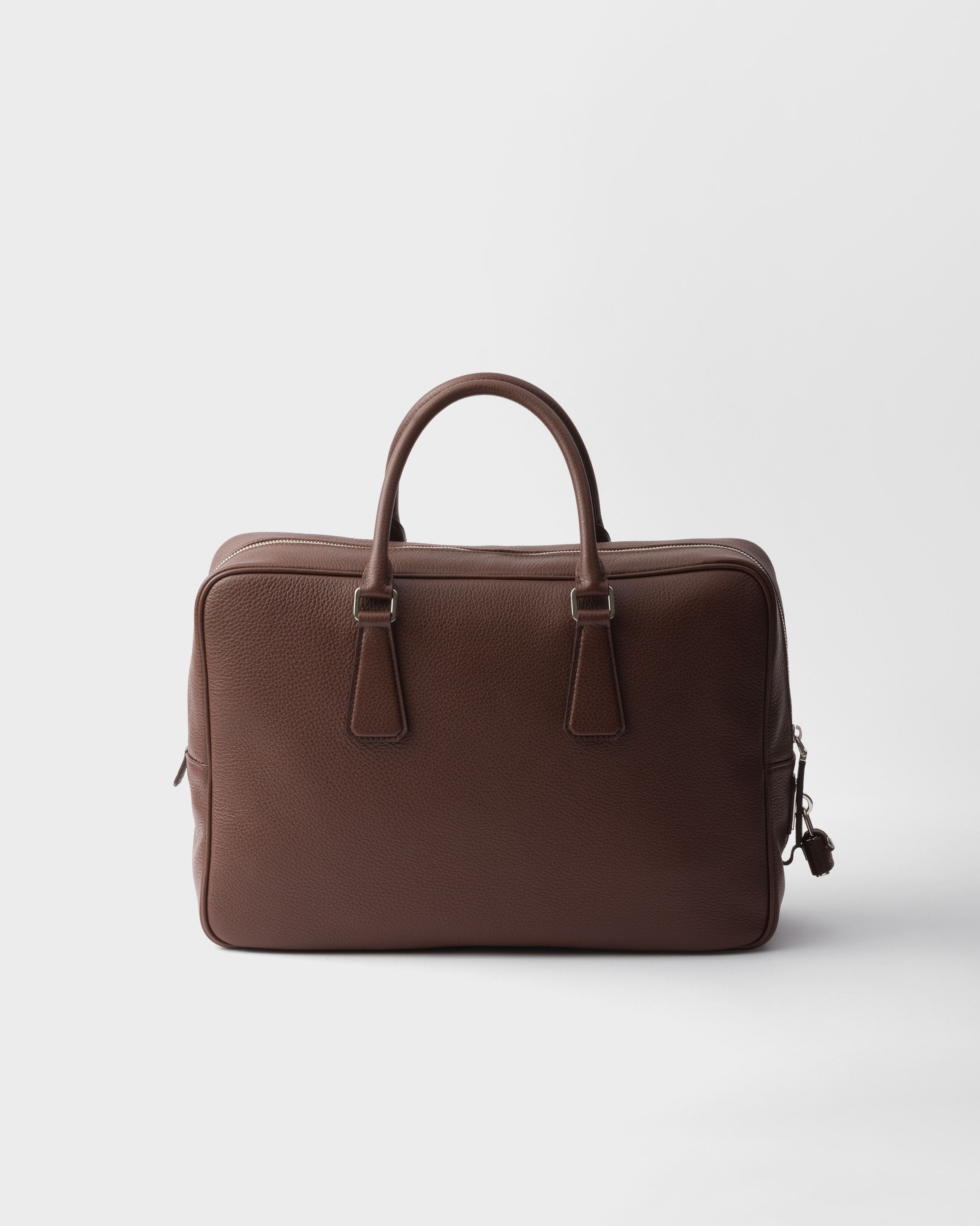 Prada Textured Leather Briefcase With Polished Hardware