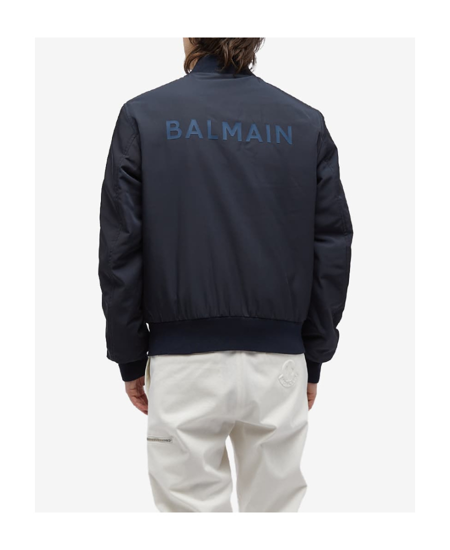 Balmain Logo-applique Zipped Bomber Jacket In Black