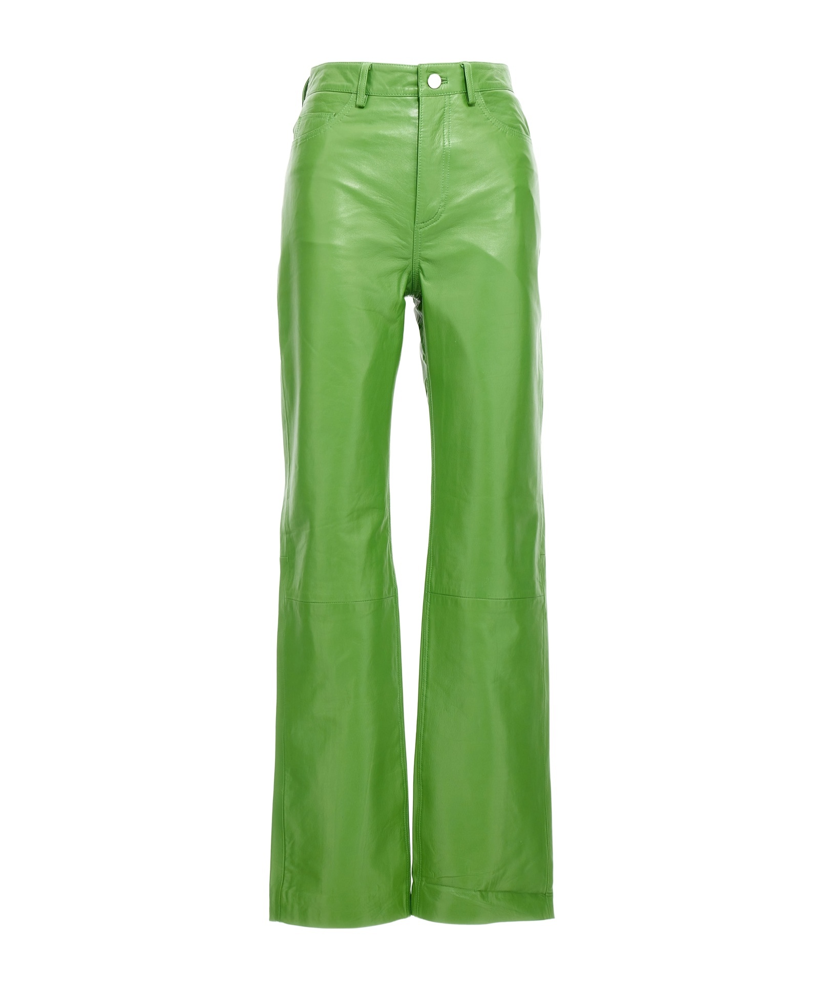 Remain Birger High-waist Leather Trousers In Green