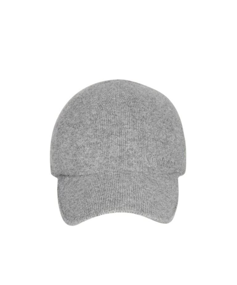Saint Laurent Ribbed Knit Baseball Cap With Curved Brim In Gray