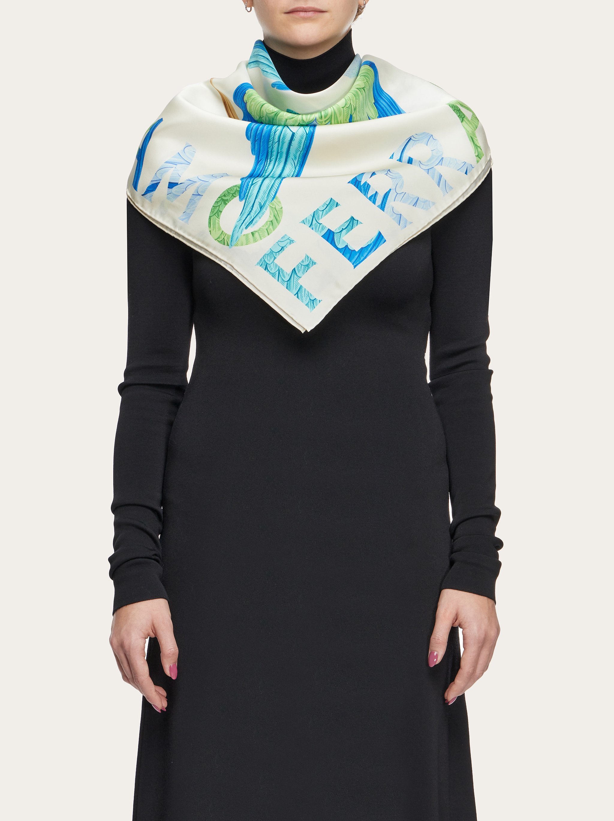 Ferragamo Parrot Printed Scarf In Nude