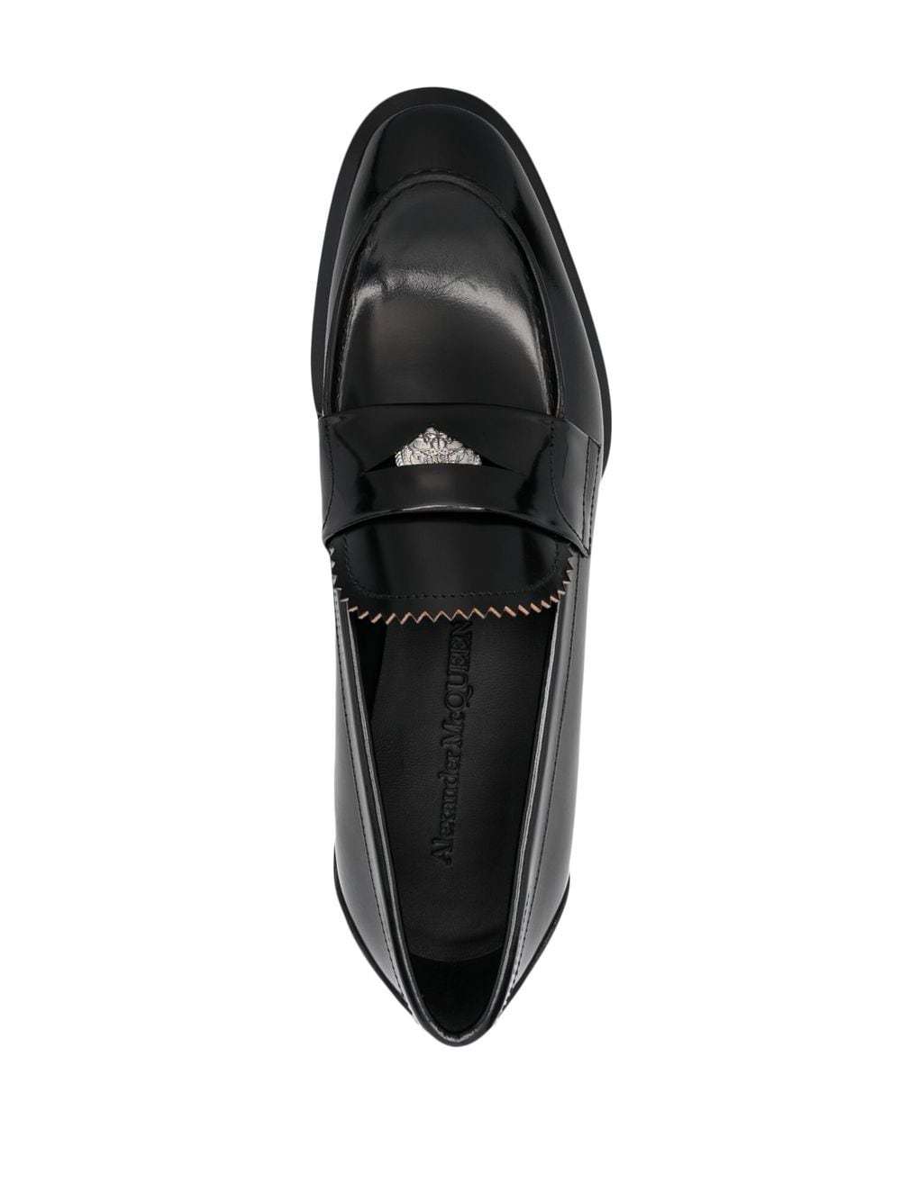 Alexander Mcqueen Coin-embellished Penny Loafers In Black