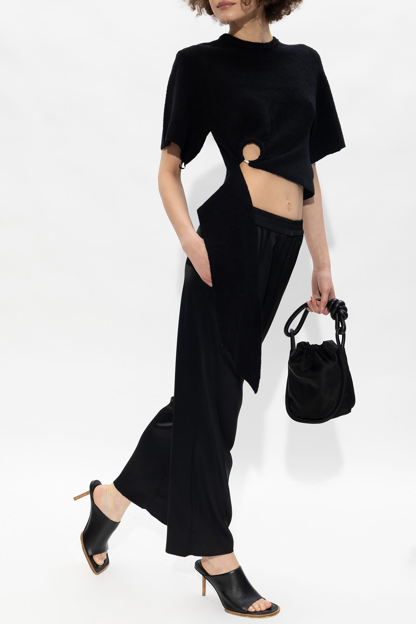 Nanushka Elasticated-waist Cropped Trousers In Black