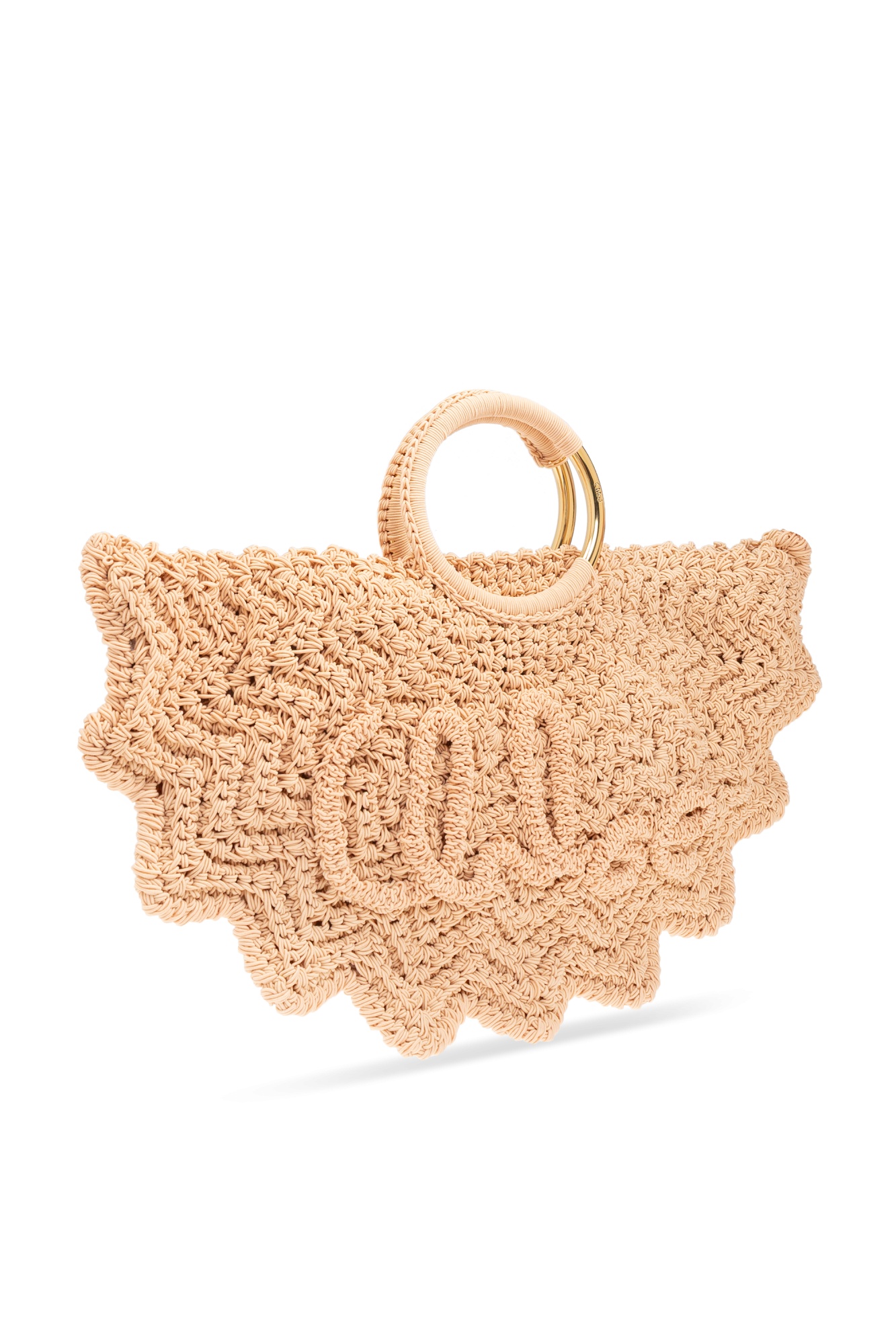Chloé Bracelet Paravent Small Crochet Tote Bag In Nude
