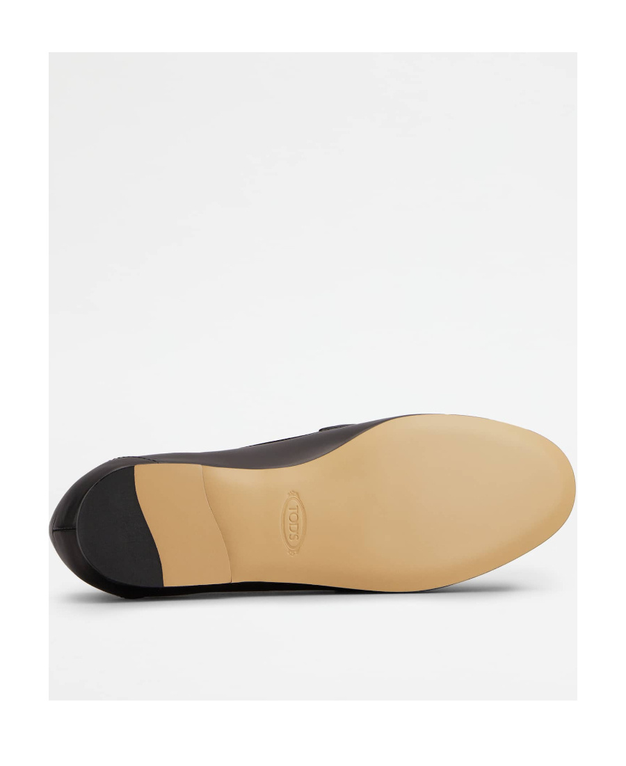 Shop Tod's T-logo Leather Loafers In Black