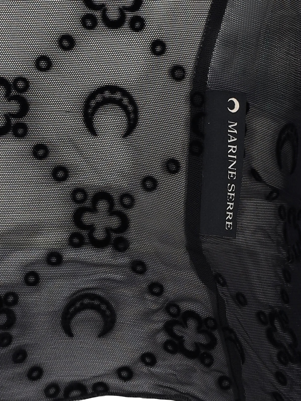 Marine Serre Moonogram-flocked Mesh T-shirt In Black
