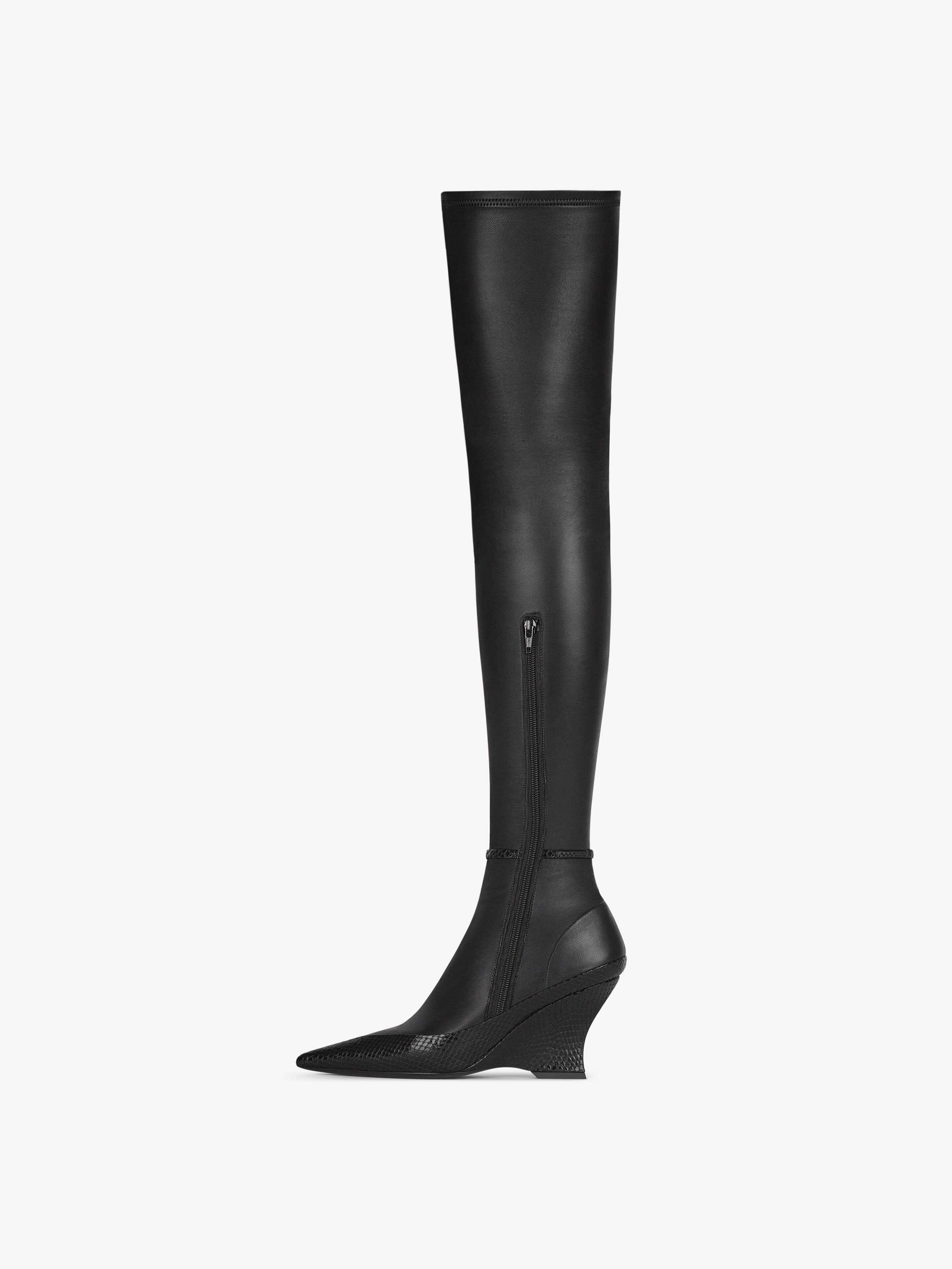 Givenchy Raven Over-the-knee Boots In Leather And Ayers In Black