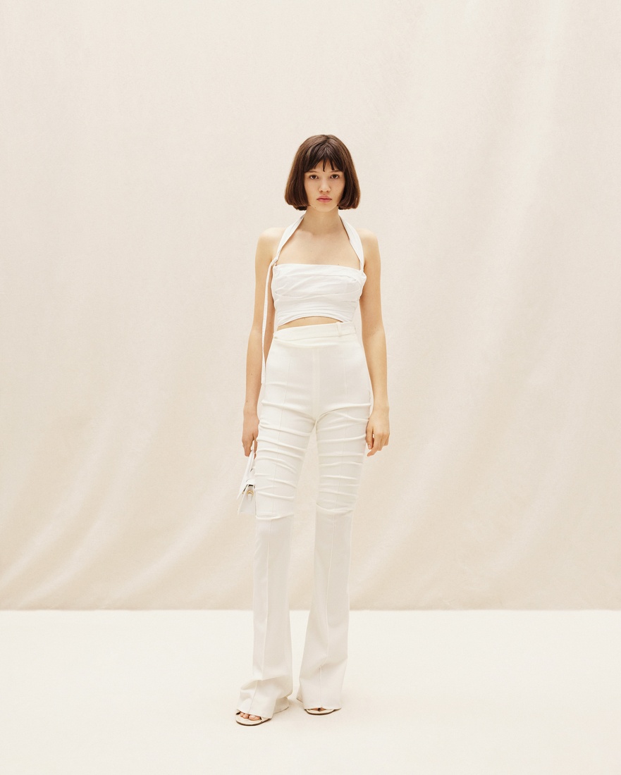 Jacquemus High-waisted Flared Trousers In White
