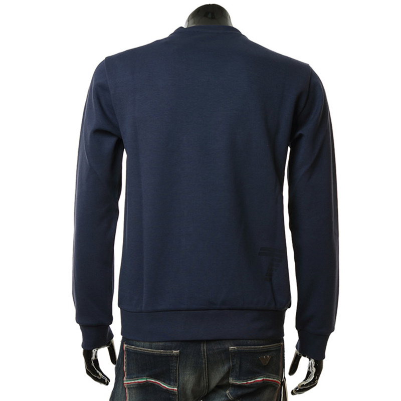 Ea7 Round Collar Long Sleeve Sweater In Black