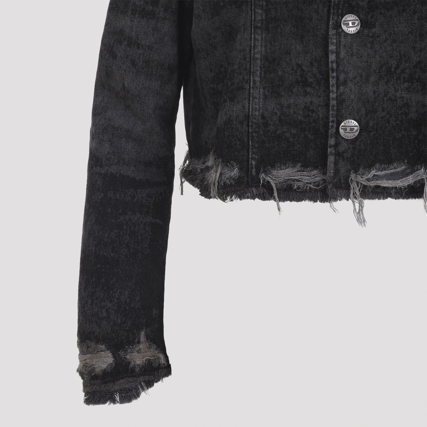 Diesel De-graffy Cropped Denim Jacket In Black