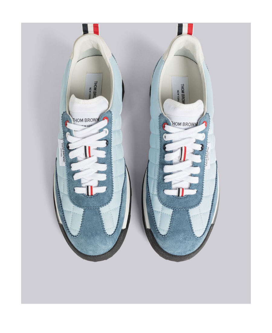 Thom Browne Quilted Lace-up Sneakers In Light Blue