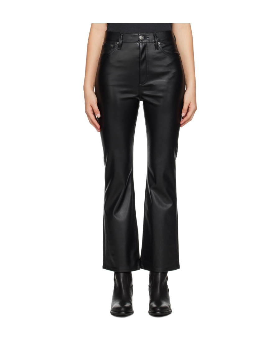 Rag & Bone Casey Coated High-rise Ankle Flare Jean In Black