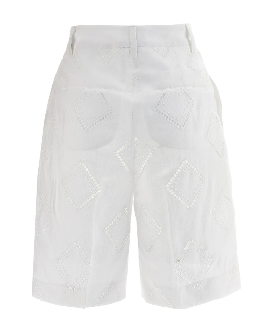 Kiton Embroidered Linen Bermuda Shorts Bermuda And Short White In White