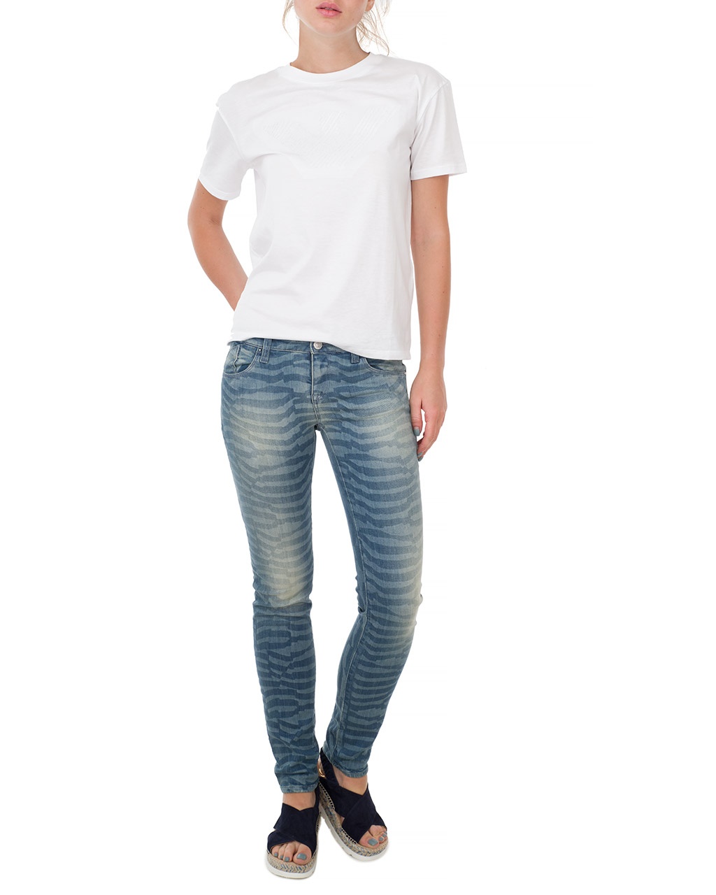 Armani Jeans Logo Jeans In Blue