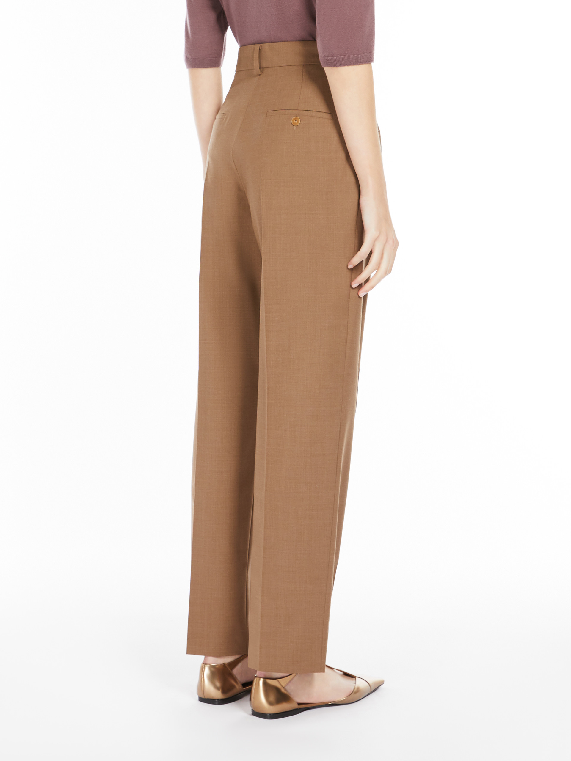 Max Mara 'wide-leg Cool Wool Trousers 'r In Brown