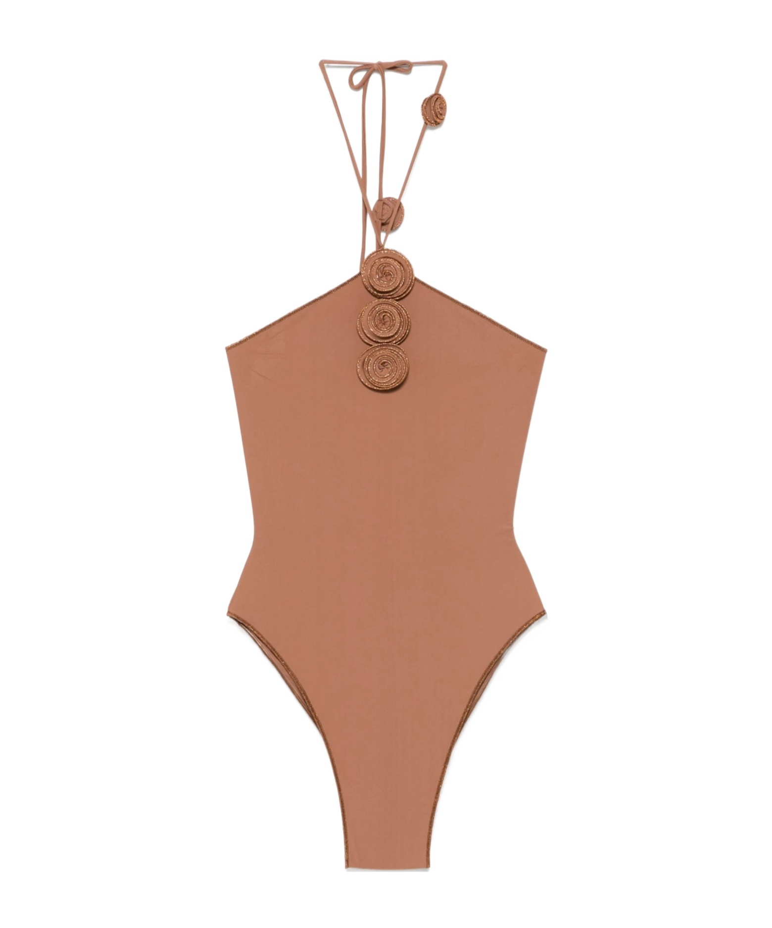 La Reveche Brown Floral-appliqu Swimsuit In Brown