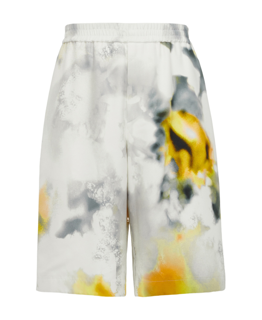 Alexander Mcqueen Abstract-printed Knee-length Bermuda Shorts In Yellow