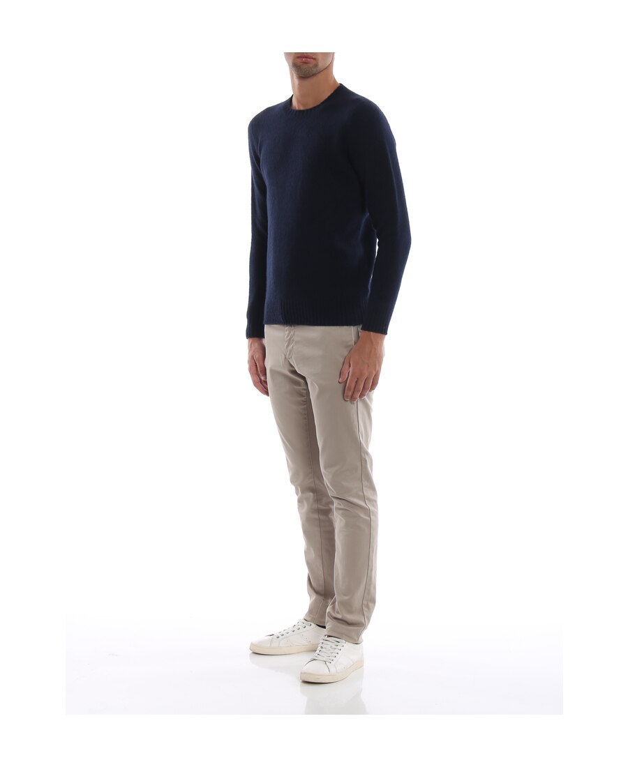 Drumohr Crew Neck Ribbed Detail Jumper In Black