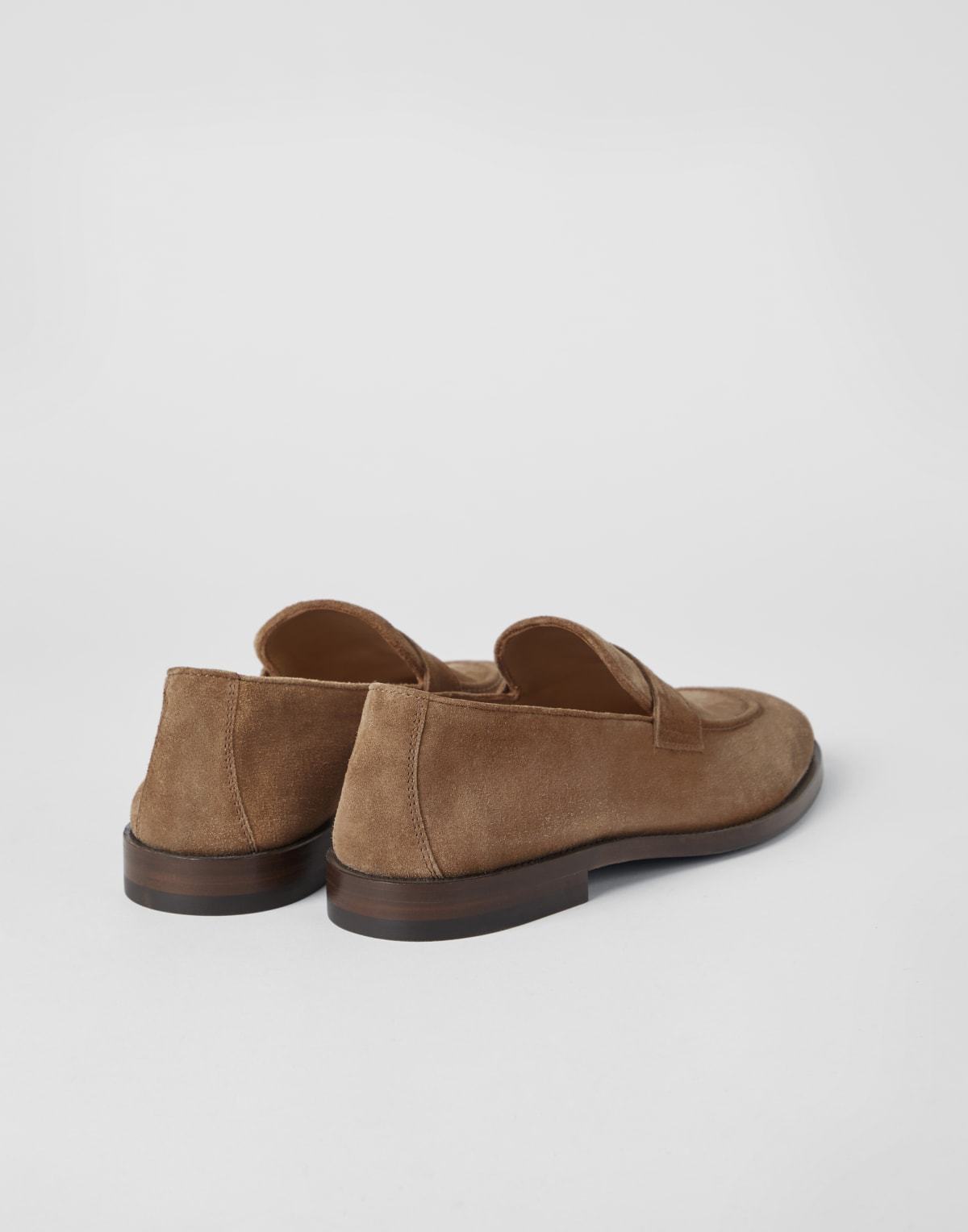 Brunello Cucinelli Suede Penny Loafers In Brown