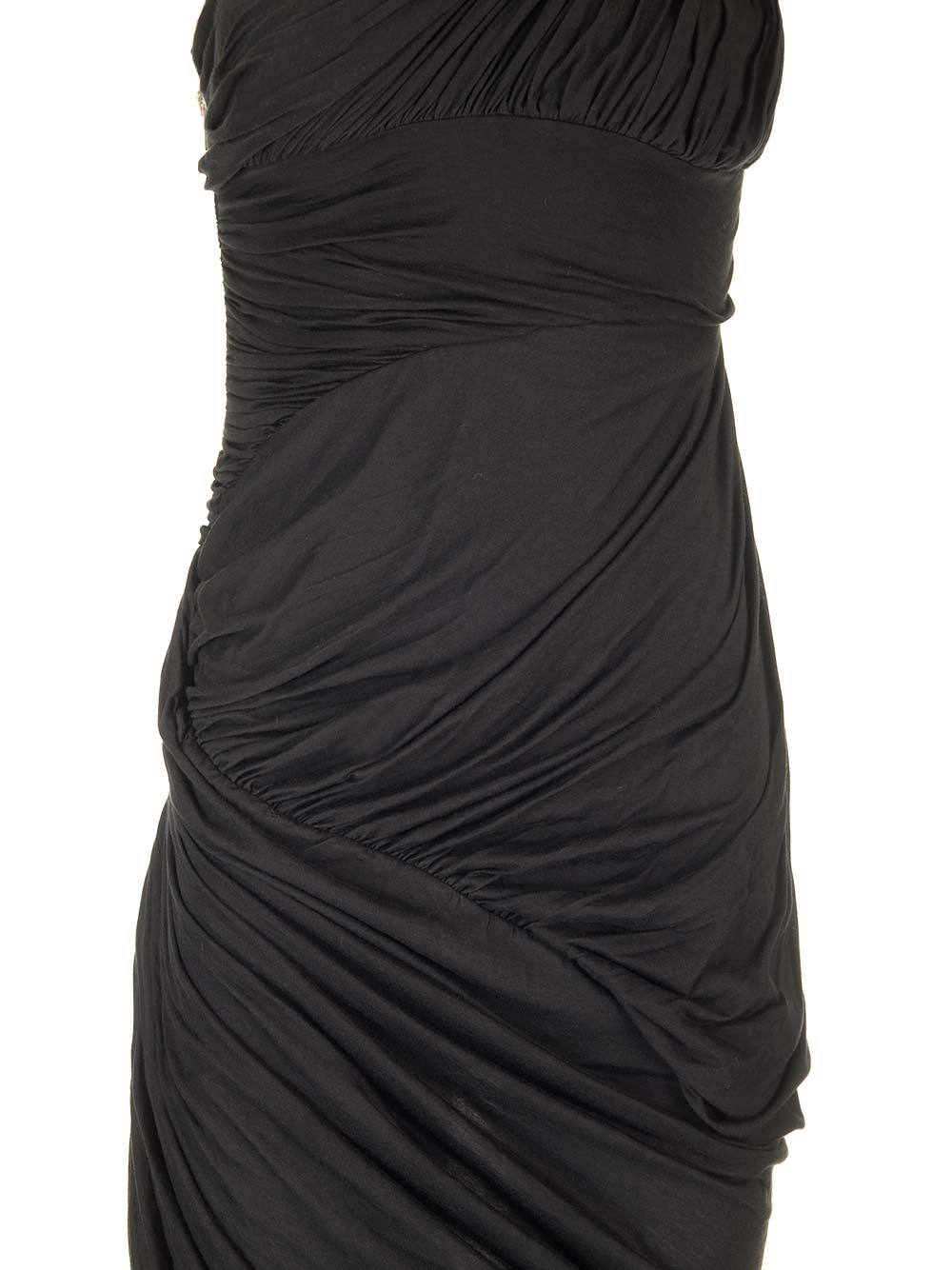 Rick Owens Draped Jersey Midi Dress Dresses Black In Black