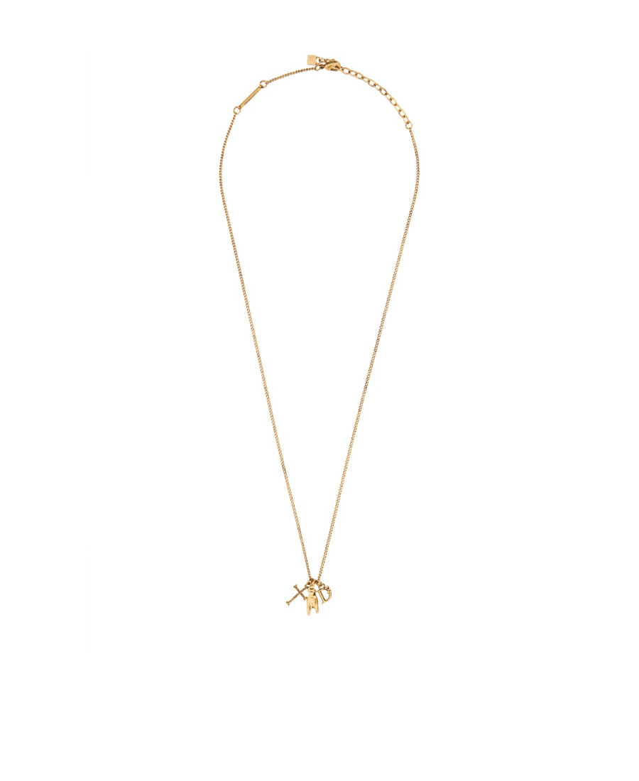 Shop Dsquared2 Charm-details Cable-chain Necklace In Yellow