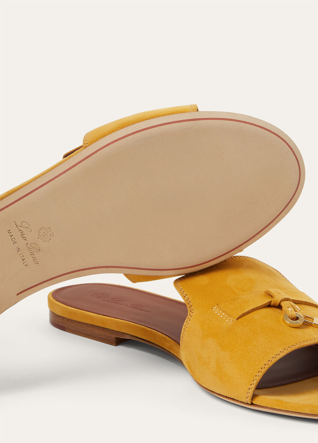Shop Loro Piana Round Head Slippers In Yellow