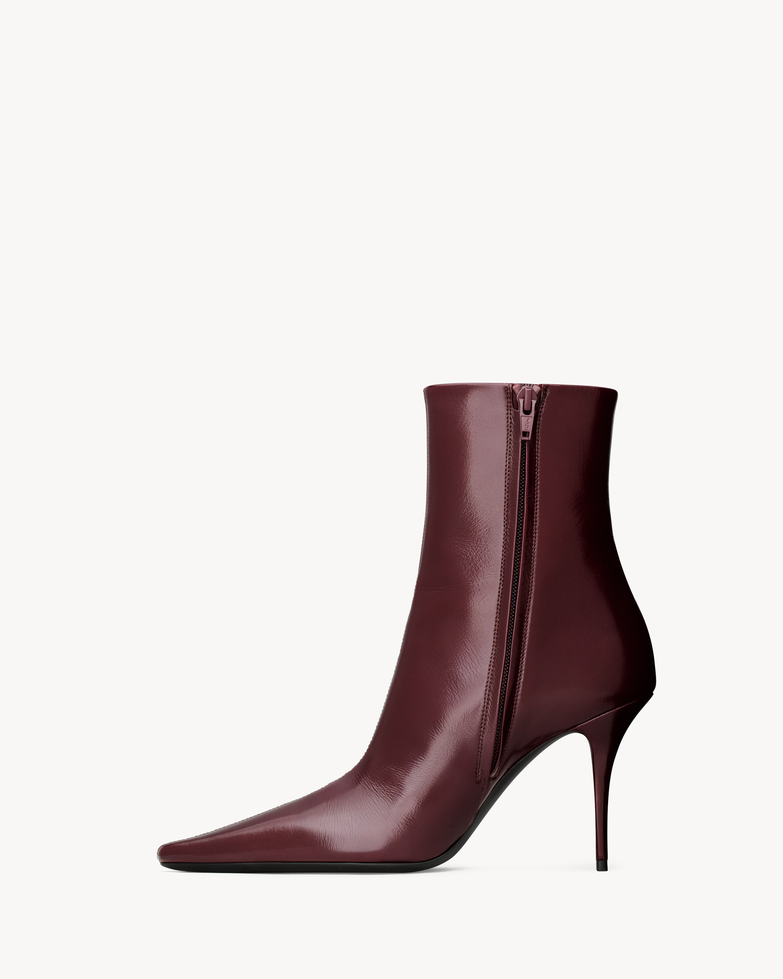 Saint Laurent Ashley Ankle Boots In Burgundy